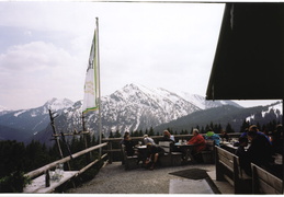 beer garden overlooking the mountians outside Bad Wiessen