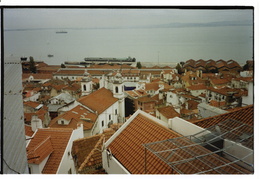 orange tiles white walls, Lisbon