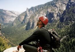 Victor awaits his turn to climb