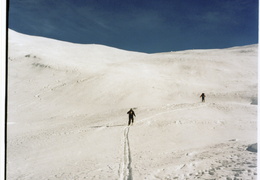 skiing up the slope