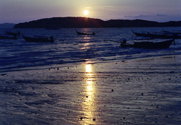 Sunset along Ao Nang beach