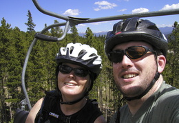 riding the ski lift