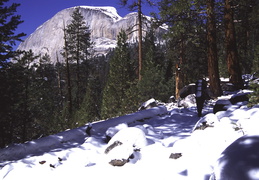 hiking through the snow