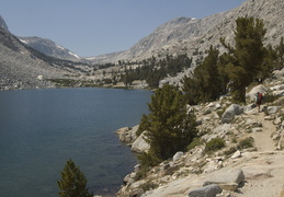 hiking along a lake