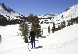 Earl skiing up