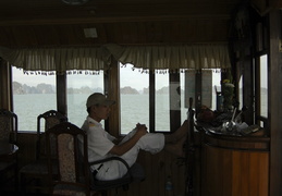 pilot using his feet to steer