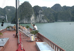 kicking back on the deck of our boat