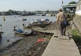 boarding our boat, Can Tho