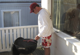 grilling up sausages