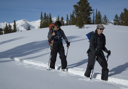 skiing back to the yurt