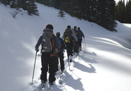 skiing back to the yurt