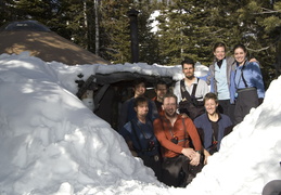 Group shot outside the yurt