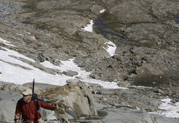 Jim climbing Mount Lyell