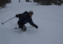 Jim taking a few telemark turns