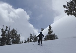 Jim climbs up the slope