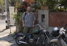 Christian checking out a chopper