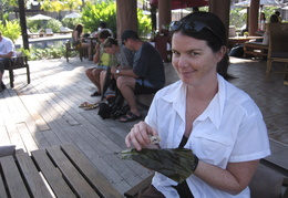 Meghan sampling some treats