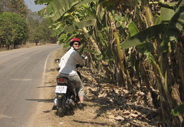 Meghan stopped on the side of the road enjoying the day