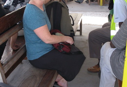 Meghan awaits the ferry