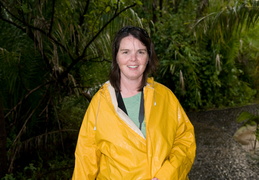 Meghan trying to stay dry