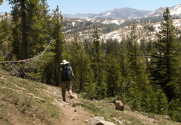 Jim hiking along the trail