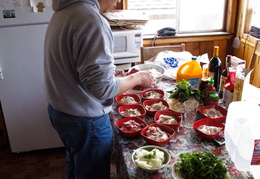 An cooking up breakfast