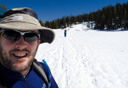 hiking across the frozen lakes