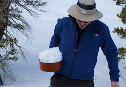 collecting snow to make water