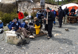 putting on crampons