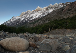 sun setting on Paine Grande