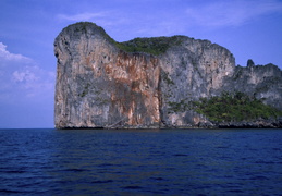 Rock formation jutting out of the Andaman Sea