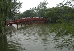 Huc bridge and Hoan Kiem lake