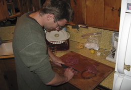 cutting up the tartare
