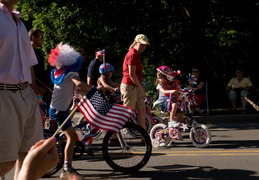 Bikes decorated for the 4th of July parade