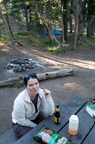 Meghan at the campsite