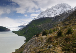 Glacier Grey alongside the Paine Grande mountains